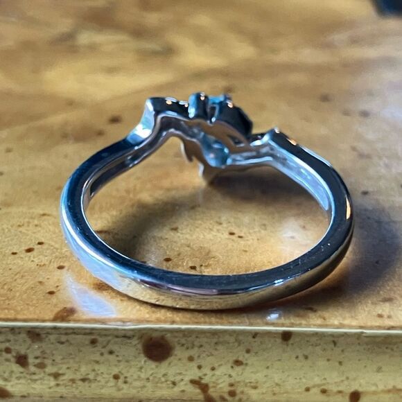 Genuine Blue Apatite Sterling Silver Turtle Ring Size 7 - Picture 4 of 8